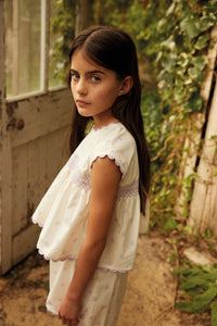 トップス Apolina GIGI SHORT SET 7-9Y Apolina - Gigi Hand Smocked Short Set in Studio Calico Cream - Child