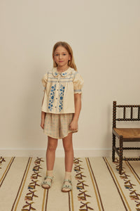 Cotton woven embroidered blouse vintage inspired child. – Apolina