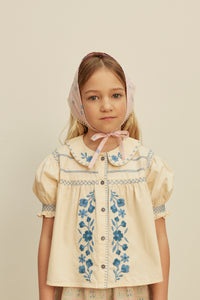 Cotton woven embroidered blouse vintage inspired child. – Apolina