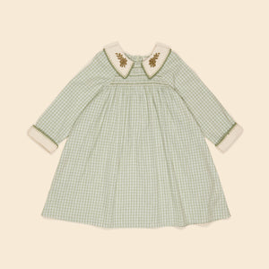 apolina, aw24, kids, floral, embroidery, embroidered, folk, bohemian, smocking, smocked, flower, prairie, bluebell, Stevie, Mia, bette, girls, Childs, children, dress, skirt, pinafore, pini, linen, organic, cotton, pattern, patchwork, jersey, coat, outerwear