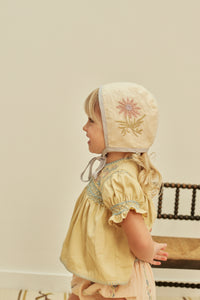 帽子 Apolina JONI BONNET 2years+ Cotton woven embroidered bonnet vintage inspired child. – Apolina