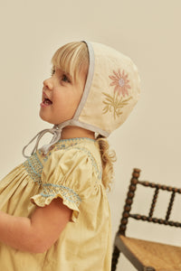 Cotton woven embroidered bonnet vintage inspired child. – Apolina