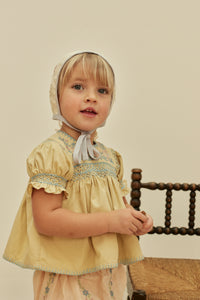 Cotton woven embroidered bonnet vintage inspired child. – Apolina