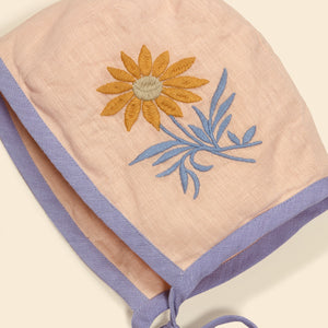 Cotton woven embroidered bonnet vintage inspired child. – Apolina