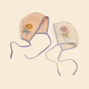 Cotton woven embroidered bonnet vintage inspired child. – Apolina