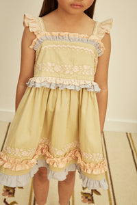 ワンピース Apolina / Lucinda Sundress - Cloud 3-5y Cotton woven embroidered dress vintage inspired child. – Apolina
