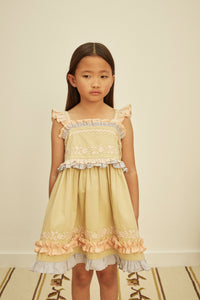 ワンピース Apolina / Lucinda Sundress - Cloud 3-5y Cotton woven embroidered dress vintage inspired child. – Apolina