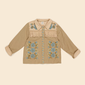 apolina, aw24, kids, floral, embroidery, embroidered, folk, bohemian, smocking, smocked, flower, prairie, bluebell, Stevie, Mia, bette, girls, Childs, children, dress, skirt, pinafore, pini, linen, organic, cotton, pattern, patchwork, jersey, coat, outerwear