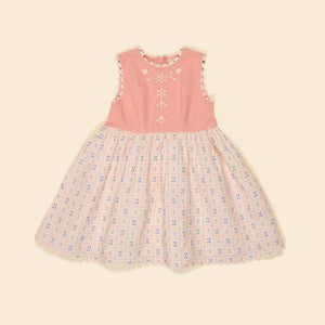 Apolina - Lola Embroidered Dress in Rosepanel Cream/ Peony - Child