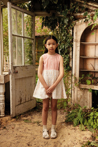 Apolina - Lola Embroidered Dress in Rosepanel Cream/ Peony - Child