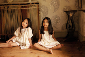 Apolina - Patsy Ribbons Embroidered Dress in Cream - Child