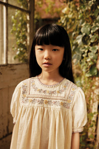 Apolina - Patsy Ribbons Embroidered Dress in Cream - Child