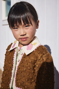 Cotton knitted popcorn cardigan vintage inspired child. – Apolina