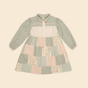 apolina, aw24, kids, floral, embroidery, embroidered, folk, bohemian, smocking, smocked, flower, prairie, bluebell, Stevie, Mia, bette, girls, Childs, children, dress, skirt, pinafore, pini, linen, organic, cotton, pattern, patchwork, jersey, coat, outerwear