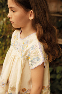 Apolina - Stevie Embroidered Linen Blouse in Cream - Child