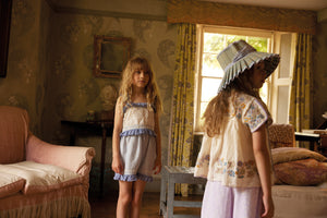 Apolina - Stevie Embroidered Linen Blouse in Cream - Child