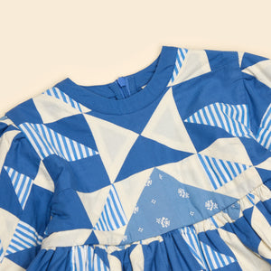 APOLINA patchwork dress パッチワーク　アポリナ Apolina - Theodora Patchwork Dress in Lake Blue - Child
