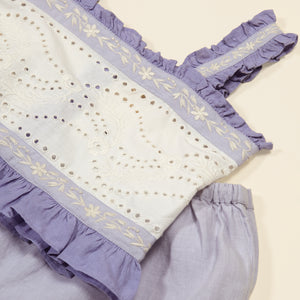Apolina - Theodora Frill Short Set in Blue-lilac/ Lilac-grey - Child