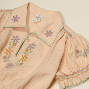 Cotton woven embroidered blouse vintage inspired child. – Apolina