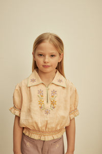 Cotton woven embroidered blouse vintage inspired child. – Apolina