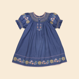 Cotton woven embroidered dress vintage inspired child. – Apolina