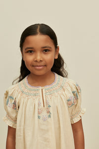 Cotton woven embroidered dress vintage inspired child. – Apolina