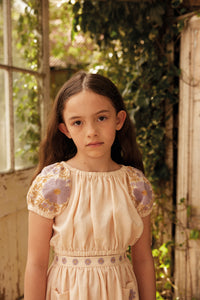 アポリナ APOLINA JUNE SKIRT SET _MILK 3-5y Apolina - Velma Linen Embroidered Skirt Set in Blush - Child