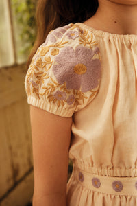 Apolina - Velma Linen Embroidered Skirt Set in Blush - Child