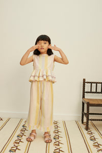 新品　Apolina Wini Trouset set milk 7-9Y Cotton woven embroidered set vintage inspired child. – Apolina