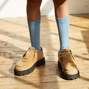 (OUTLET) Ribbed Knee High Socks - Rosewood/Olive/Bluebell